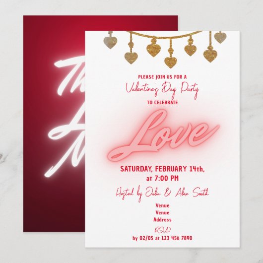 Snoer van liefdeshartjes Valentijnsdagfeest Kaart (Voorkant / Achterkant)