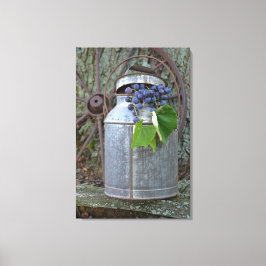 snoerdruiven in antiek blik canvas afdruk
