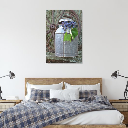snoerdruiven in antiek blik canvas afdruk (Insitu (Slaapkamer))