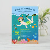 Snoeren met tropische vissen jongens verjaardagsfe kaart (Staand voorkant)