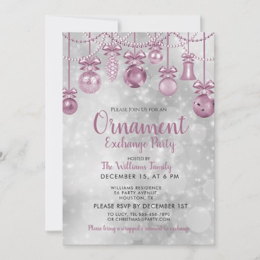 Snoeren Sieraden Zilver Bokeh Kerstmis Kaart (Voorkant)