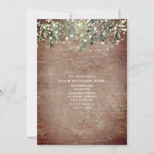 Snoerlampen Baksteen Botanisch Algemene Feest Kaart (Voorkant)