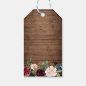 Snoerlampen bordeauxrood bloemenslinger bruiloftss cadeaulabel (Achterkant)