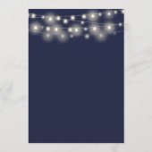 Snoerlampen Navyblauw Bloem Bruiloft Menu (Achterkant)