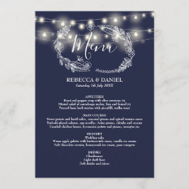 Snoerlampen Navyblauw Bloem Bruiloft Menu