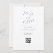 Snoerlampen Script Stof Blauw QR Code Huwelijk Kaart (Achterkant)