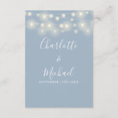 Snoerlampen Stofblauw Huwelijksdetails Informatiekaartje (Achterkant)