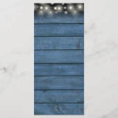 Snoerlampjes Blauw Rustiek Hout Bloem Bruiloft Menu (Achterkant)