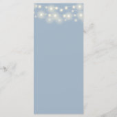 Snoerlampjes Bloemige Stofblauw Bruiloft Menu (Achterkant)