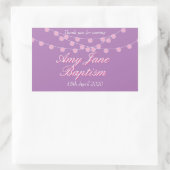 Snoerlampjes Roze Doopfeest Favor Rechthoekige Sticker (Tas)