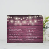 Snoerlampjes Rustic Rode Houten Trouwprogramma (Staand voorkant)