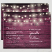 Snoerlampjes Rustic Rode Houten Trouwprogramma (Voorkant / Achterkant)