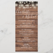 Snoerlampjes Rustieke Houten Trouwmenu Menu (Voorkant)