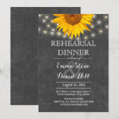 Snoerlampjes & Zonnebloem Proefdinermiddag Huwelij Kaart (Voorkant / Achterkant)