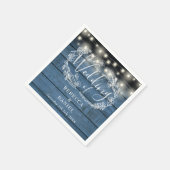 Snoerlicht Bloem Rustiek Blauw Houten Bruiloft Servet (Hoek)