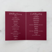 Snoerlichten bordeaux elegante script bruiloft programma (Binnen)