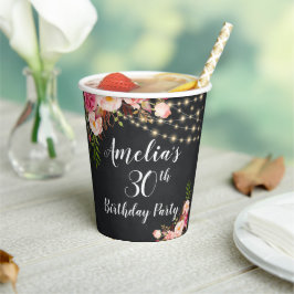 Snoerlichten en Boho bloemen Papieren Bekers