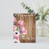 Snoerlichten & Landelijke Bloemen Schuur Save the  Aankondigingskaart (Staand voorkant)