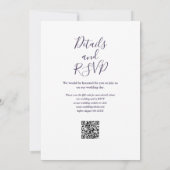 Snoerlichten Script Paars QR Code Huwelijk Kaart (Achterkant)