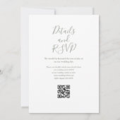 Snoerlichten Script Sage Groen QR Code Huwelijk Kaart (Achterkant)