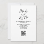 Snoerlichten Script Zwart Wit QR Code Huwelijk Kaart (Achterkant)