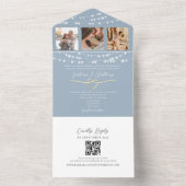 Snoerlichten Stofblauw Trouw QR Code All In One Uitnodiging (Binnen)