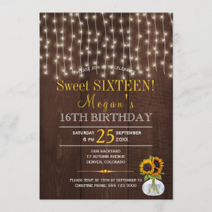 Snoerlichten zonnebloemen chic rustiek sweet sixte kaart