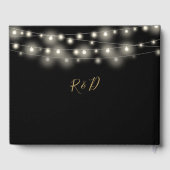 Snoerlichtjes Bloem Zwart En Gouden Bruiloft Gastenboek (Achterkant)