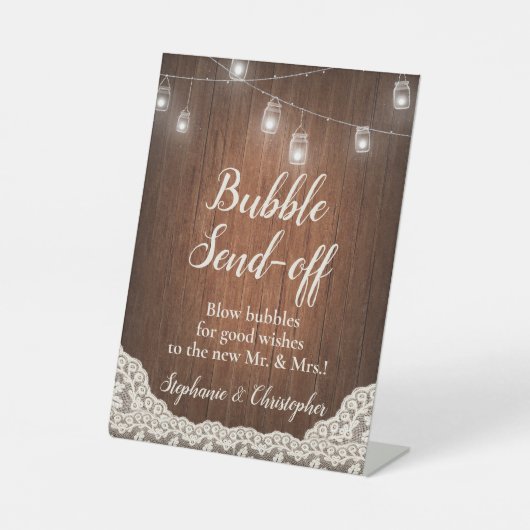 Snoerlichtjes Rustiek Hout met Letterballonnen Afs Reclamebord Met Voetstuk (Voorkant)