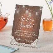 Snoerlichtjes Rustiek Houten Script Vonken Afschei Reclamebord Met Voetstuk (Insitu)