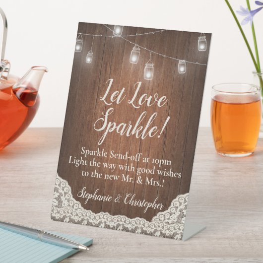 Snoerlichtjes Rustiek Houten Script Vonken Afschei Reclamebord Met Voetstuk (Insitu)