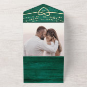 Snoerlichtjes Smaragdgroene Trouw QR-code All In One Uitnodiging (Buitenkant)