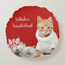 Snoerwonderland Rood Kat Rond Worp Kussen