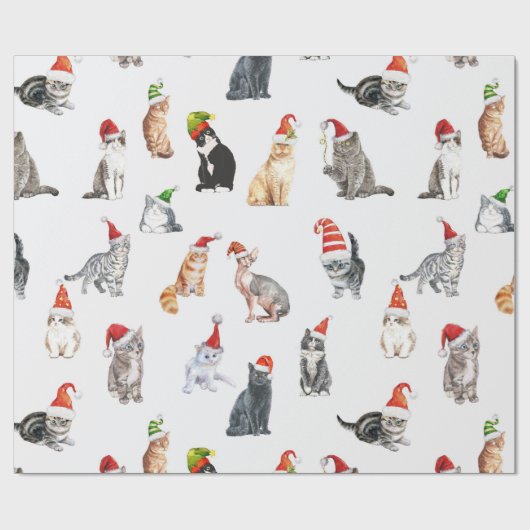 Snoeste kerstkatten met kerstmantel cadeaupapier (Vlak)