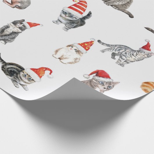 Snoeste kerstkatten met kerstmantel cadeaupapier (Hoek)