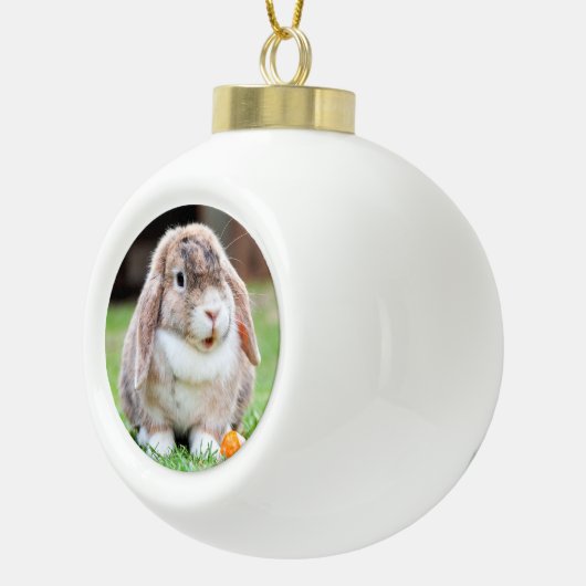 Snoezelkonijn Keramische Bal Ornament (Rechts)