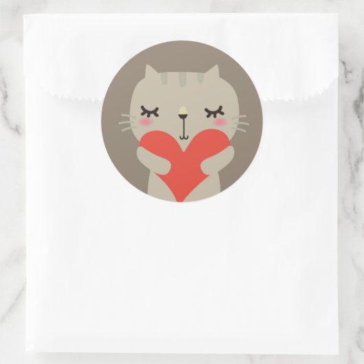 Snoezelkonijn met liefde ronde sticker (Tas)