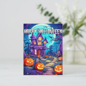 snoezig spookachtig spookhuis briefkaart (Staand voorkant)