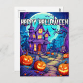 snoezig spookachtig spookhuis briefkaart (Voorkant / Achterkant)