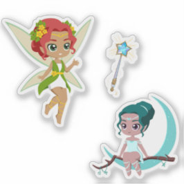 Snoezige Magische Fee Meisje Fantasy Vinyl Sticker