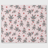 Snok-aap met Santa Hat Roze kerstFeestdagen Cadeaupapier (Vlak)