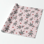 Snok-aap met Santa Hat Roze kerstFeestdagen Cadeaupapier (Uitgerold)