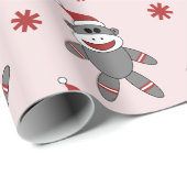 Snok-aap met Santa Hat Roze kerstFeestdagen Cadeaupapier (Rol Hoek)