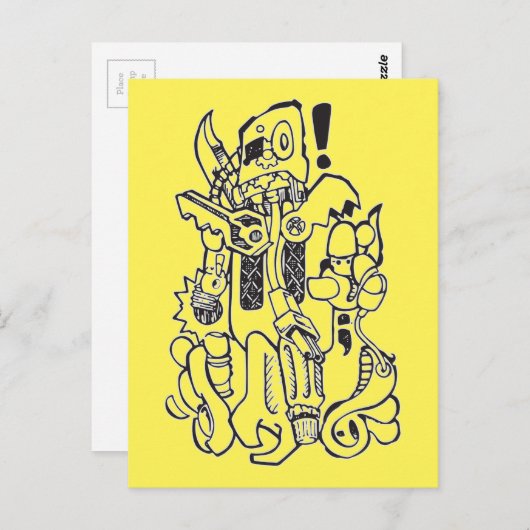 Snok/Spare-Parts Clunky Robot Character Briefkaart (Voorkant / Achterkant)