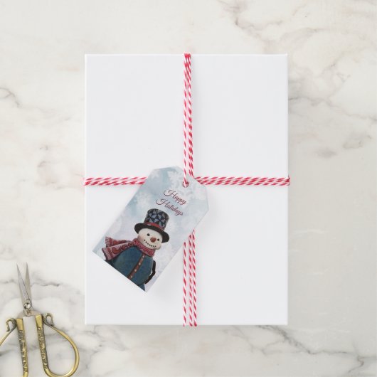 Snoman Gift Label Cadeaulabel (Met Touw)