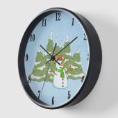 Snoman op het gebied van vallende sneeuwblauwe wan (Hoek)