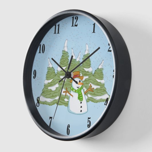 Snoman op het gebied van vallende sneeuwblauwe wan (Hoek)