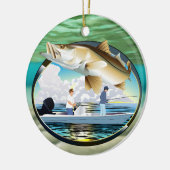 Snook Kerst Gevist Zonsondergang Keramisch Ornament (Links)
