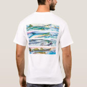 Snook, Tarpon, Makerel, Zee forel T-shirt (Achterkant)