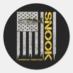 Snook Visser - Vintage Stijl Amerikaanse Vlag Snoo Ronde Sticker